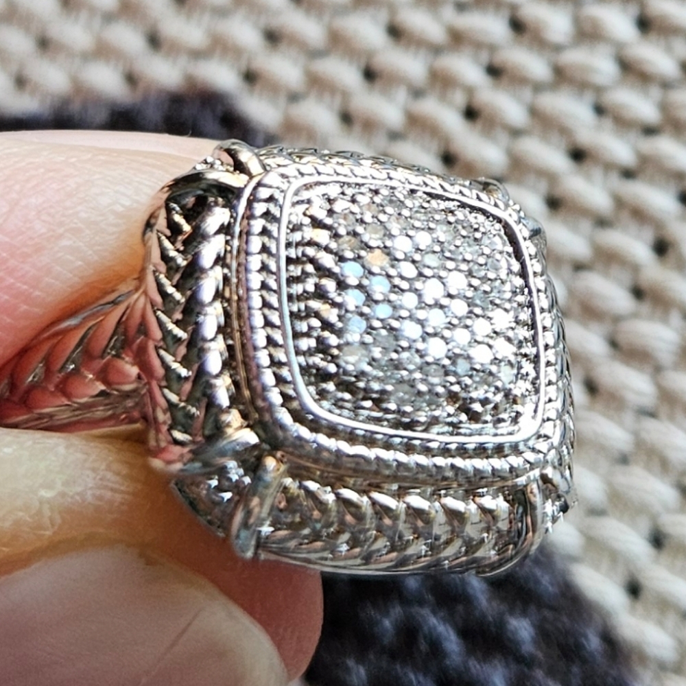 .925 silver and pave diamond cocktail ring